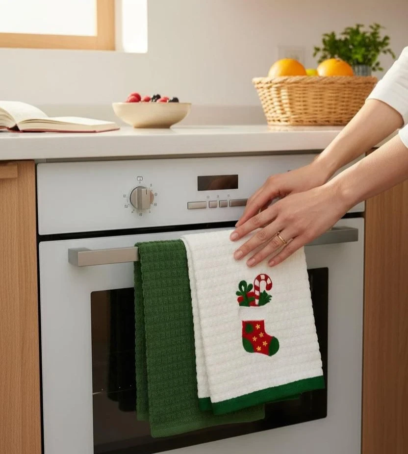 Коледа Коледни хавлиени кърпи комплект 2бр с бродерия Коледно ботушче